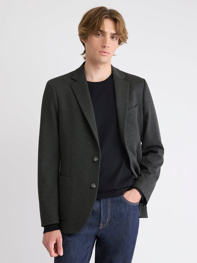 Slim-Fit Textured Knit Blazer