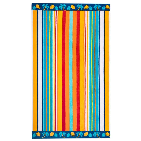 Beach Stripes & Crab Jacquard Beach Towel, 2-pack