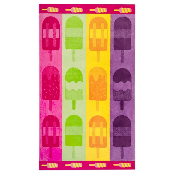 Popsicle Stripe & Square Tile Jacquard Beach Towel, 2-pack