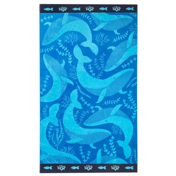 Modern Chevron & Whales Jacquard Beach Towel, 2-pack