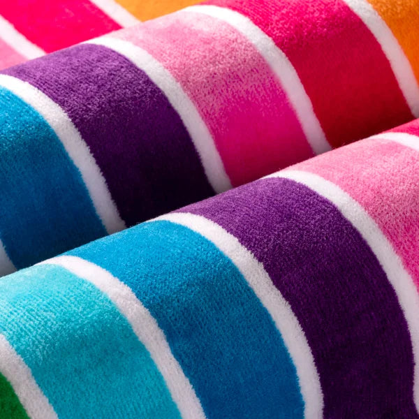 Medallions & Wavy Mulit-Colour Stripes Jacquard Beach Towel 2-pack