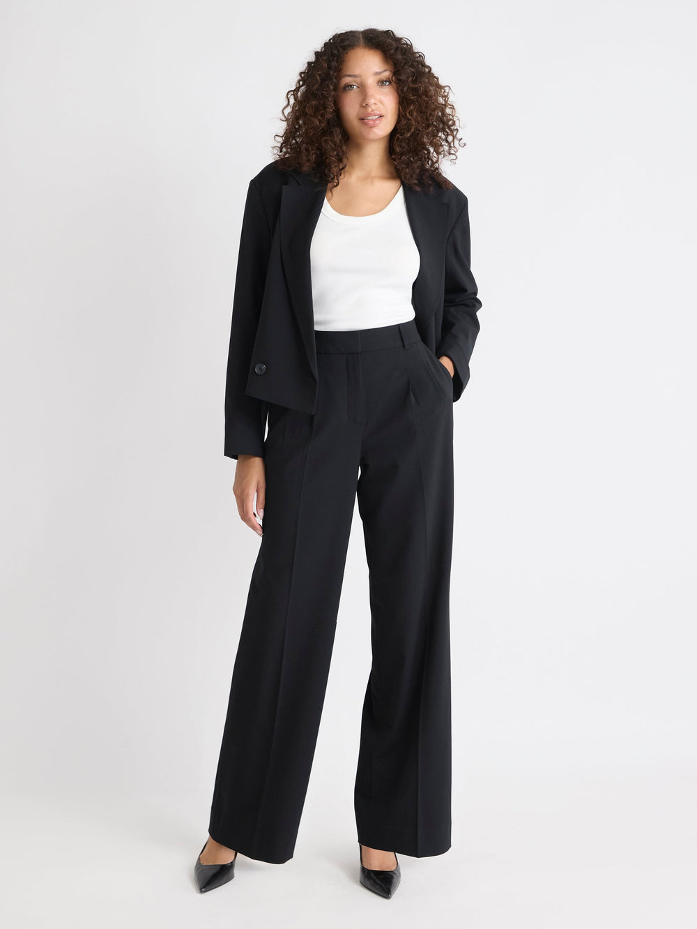 Black High-Rise Wide-Leg Pant