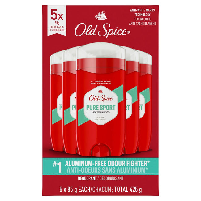 Old Spice High Endurance Deodorant, Aluminum Free, 5 x 85 g