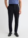 Wool-Blend Tapered-Leg Pleated Dress Pant