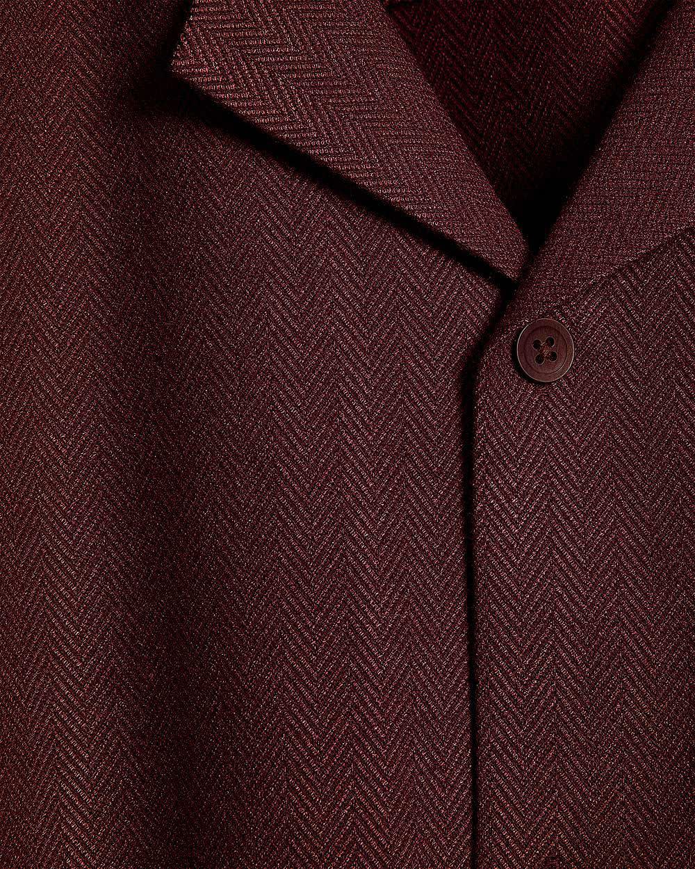 Short-Sleeve Herringbone Shirt with Camp Collar