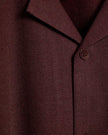 Short-Sleeve Herringbone Shirt with Camp Collar