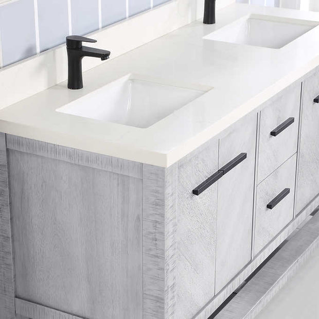 Northridge Home Chevron Double Vanity With Carrara Quartz Countertop