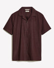 Short-Sleeve Herringbone Shirt with Camp Collar