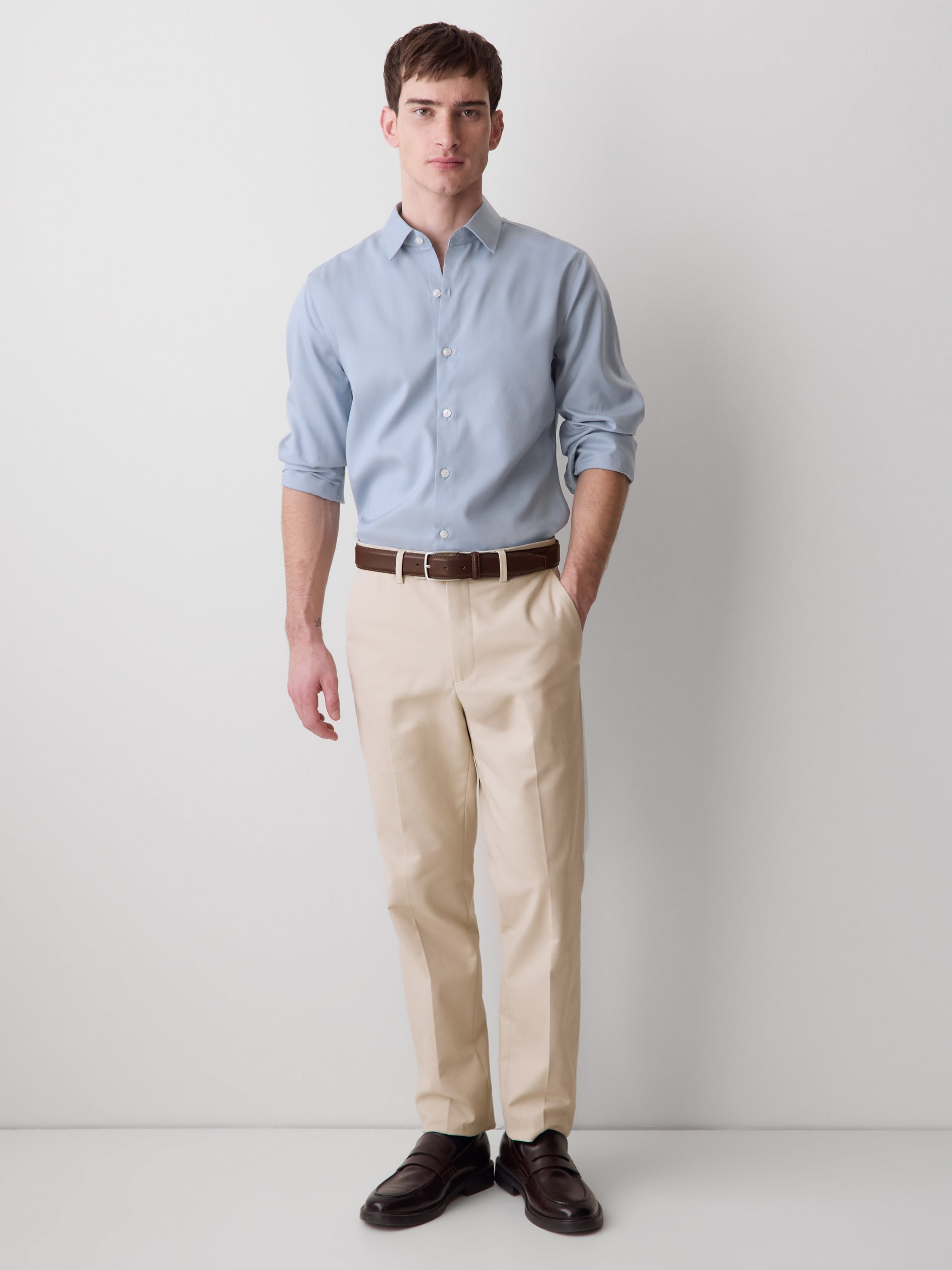 Slim-Fit Solid Twill Dress Shirt