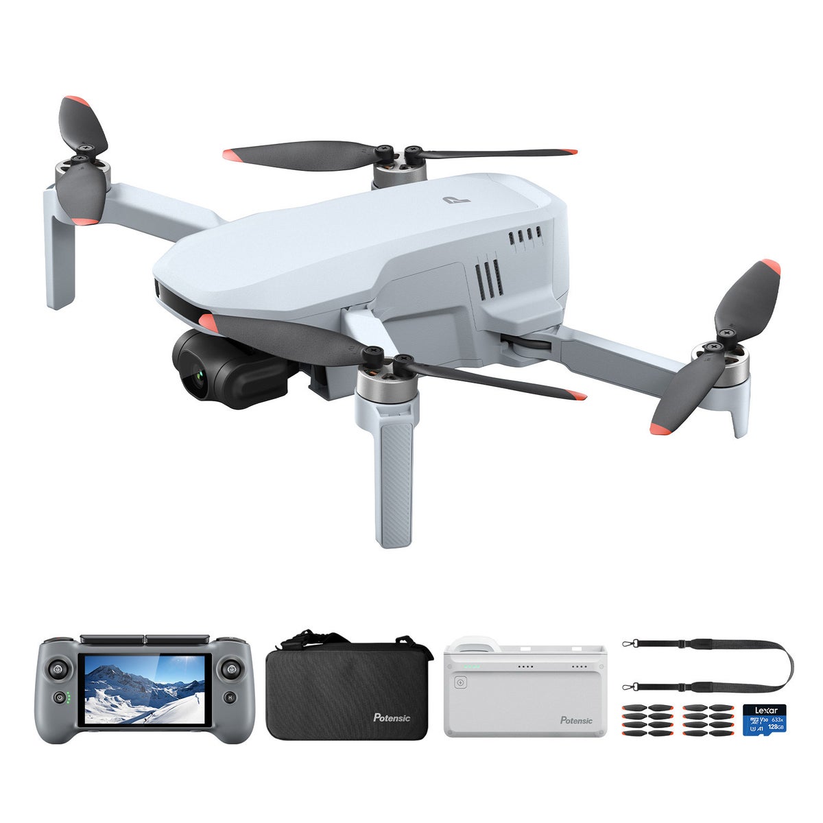 Potensic ATOM 2 4K Drone Bundle with Screen Remote, 128GB MicroSD Card, and Carry Bag