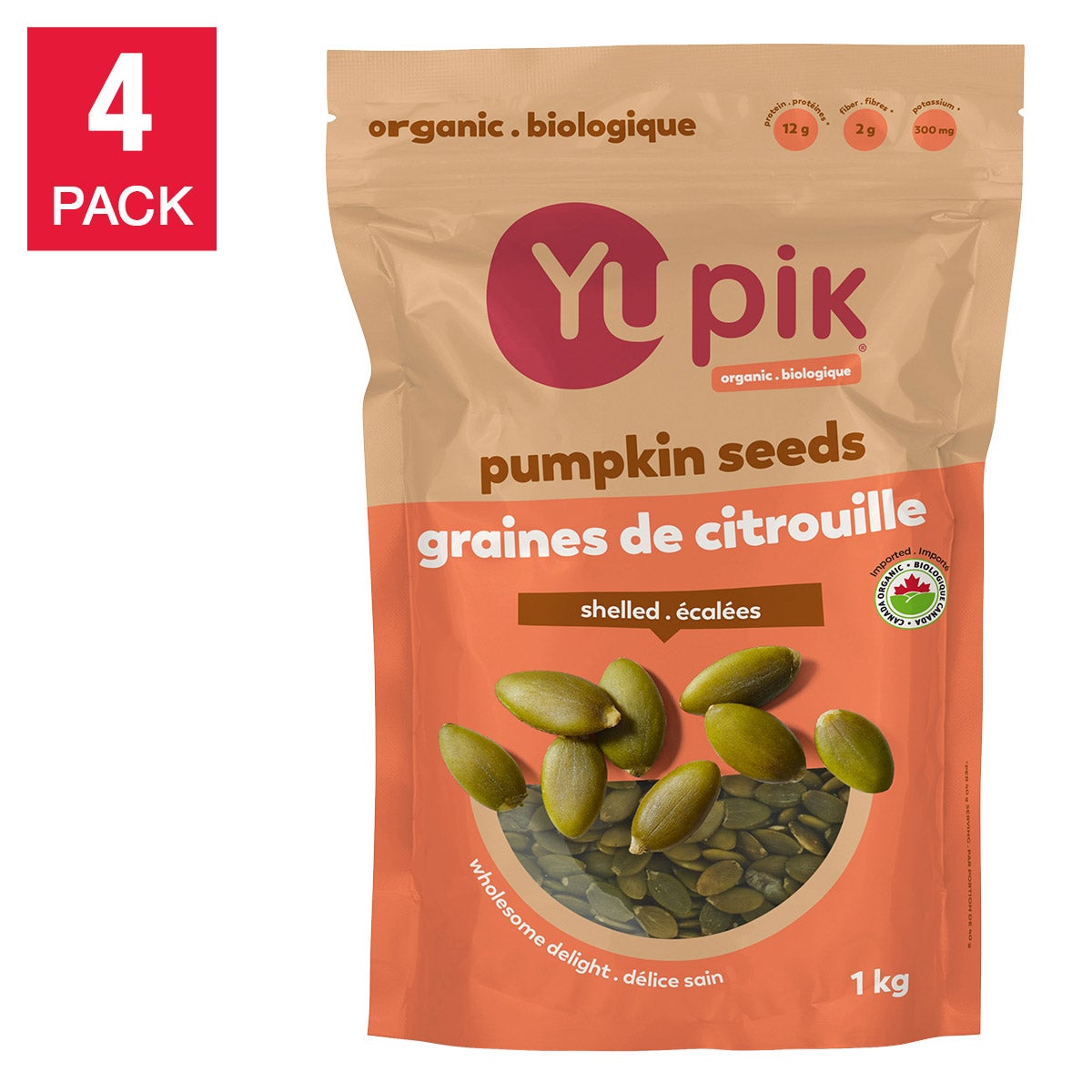 Yupik Organic Pumpkin Seeds, 4 × 1 kg