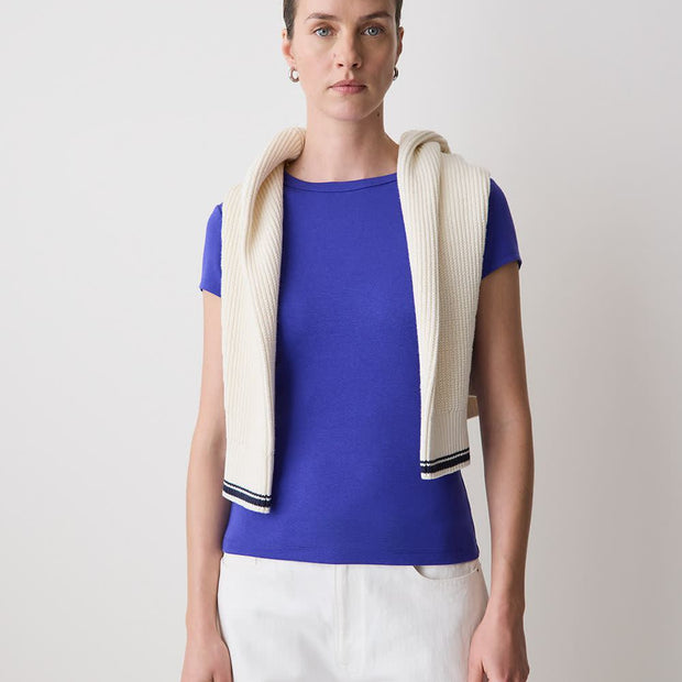Short-Sleeve Crew-Neck Ribbed Tee