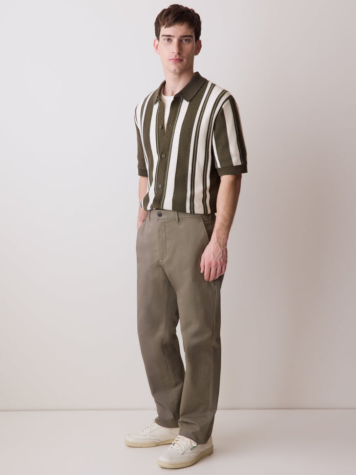 Short-Sleeve Shirt Sweater with Vertical Stripes