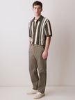 Short-Sleeve Shirt Sweater with Vertical Stripes