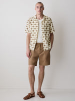 Short-Sleeve Camp-Collar Shirt with Embroidered Details