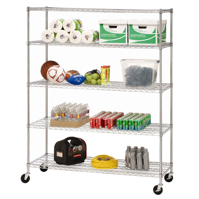Vancouver 5 Tier Steel Wire Shelving Rack with wheels