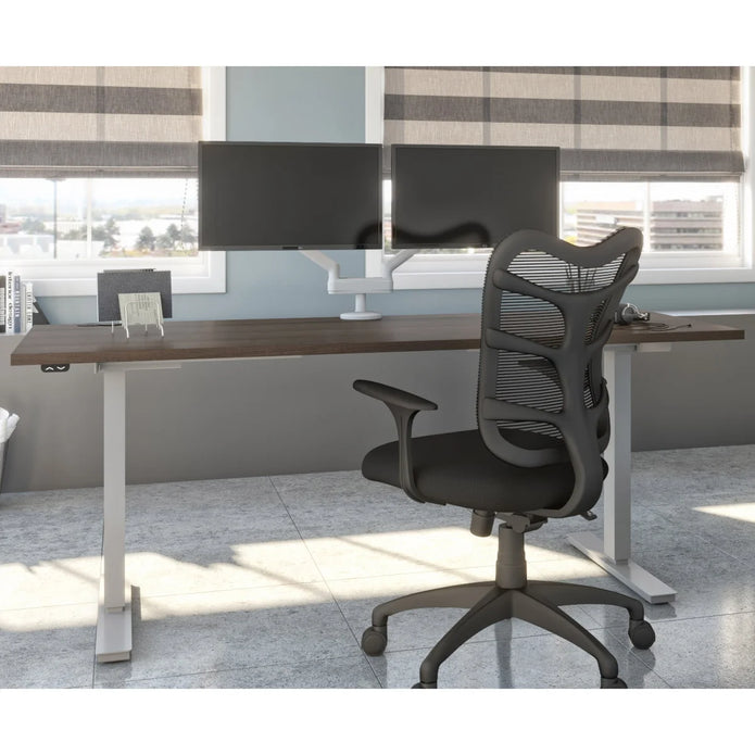 Bestar Upstand 76.2 cm × 182.9 cm (30 in. × 72 in.) Height-adjustable Desk with Dual Monitor Arm