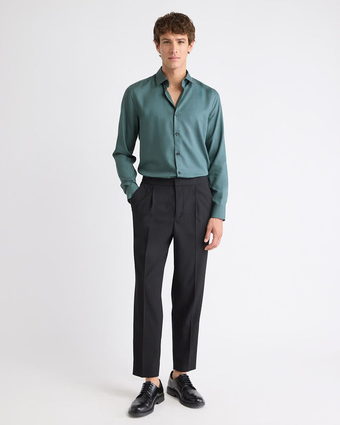 Slim-Fit Solid Cotton Modal Dress Shirt