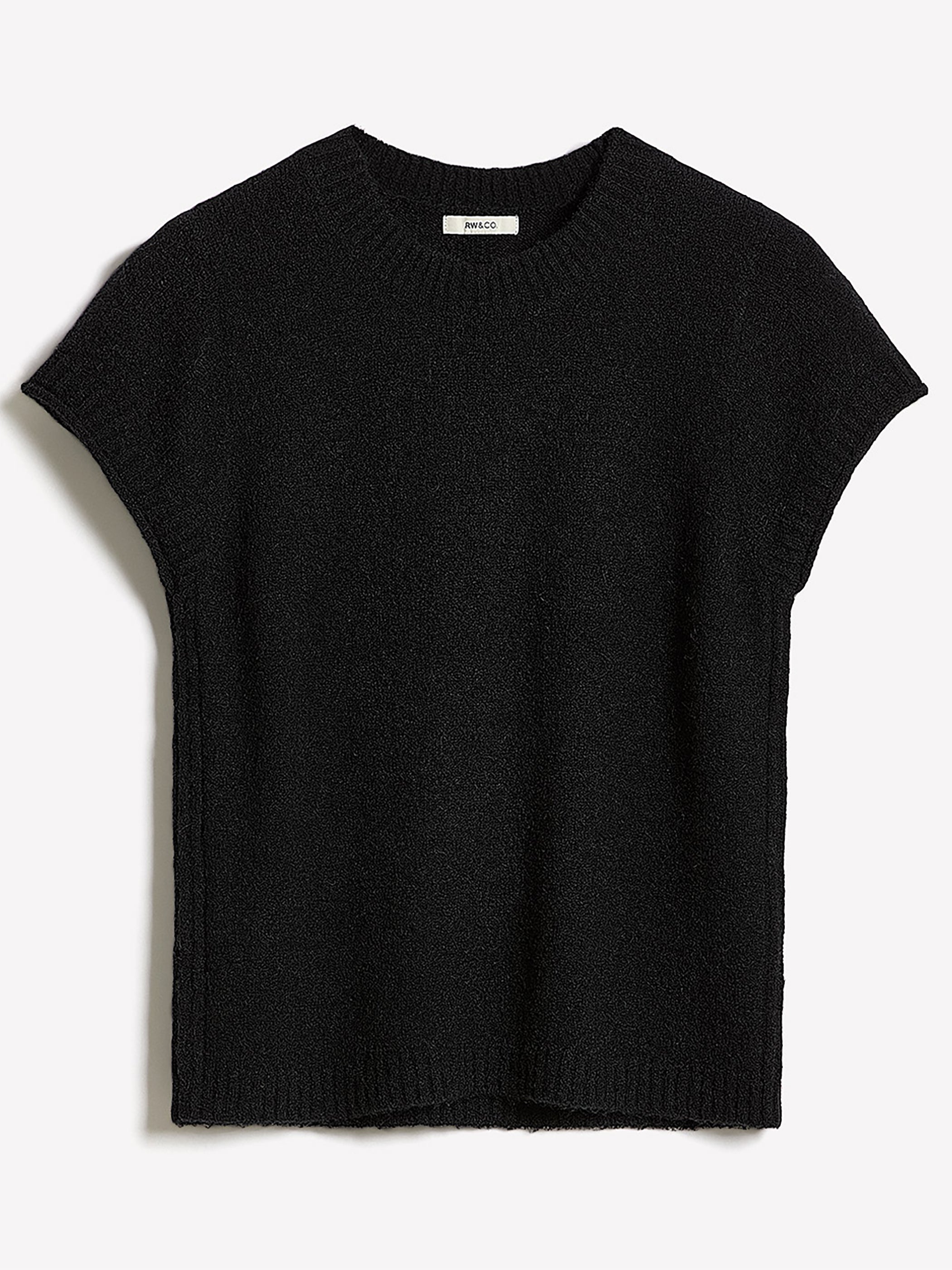 Wool-Blend Cap-Sleeve Crew-Neck Boxy Sweater