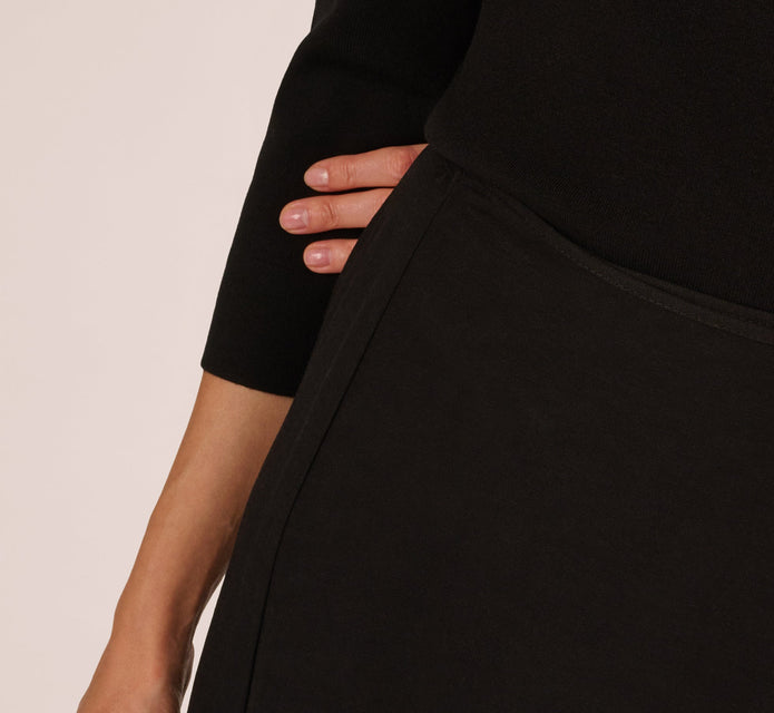 Off Shoulder Bow Collar Sweater In Black Ivory