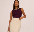 Pearly Collar Tank Sweater In Plum