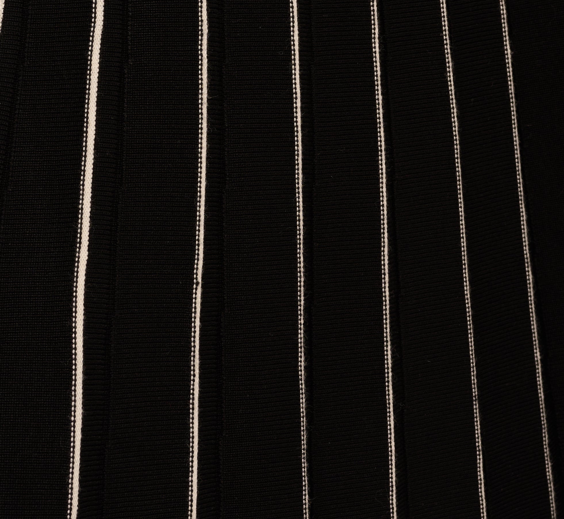 Pleated Pinstriped Knit Midi Skirt In Black Cream