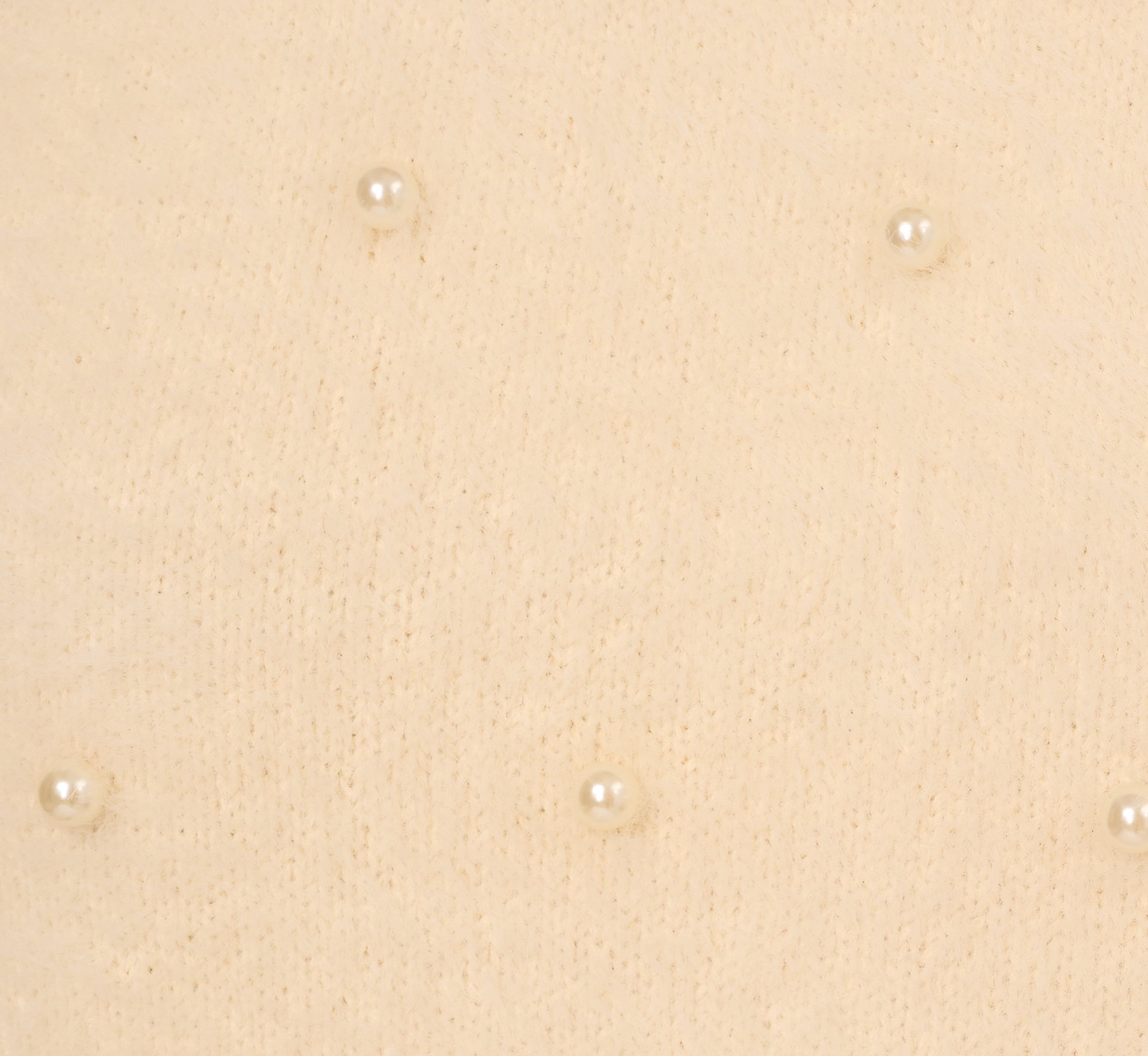 Short Sleeve Pearly Fuzzy Sweater In Cream