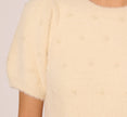 Short Sleeve Pearly Fuzzy Sweater In Cream