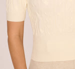 Short Sleeve Pearly Collar Sweater In Sugar Cream