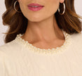Short Sleeve Pearly Collar Sweater In Sugar Cream