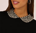 Long Sleeve Pearly Beaded Collar Sweater In Black