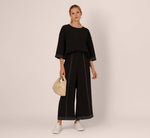 Wide Leg Contrast Stitch Pant In Black Ivory