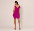 Shirred Jersey Dress With Dual Beaded Straps In Hot Magenta