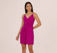 Shirred Jersey Dress With Dual Beaded Straps In Hot Magenta