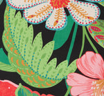 3D Tropical Floral Cotton A Line Midi Dress In Black Multi