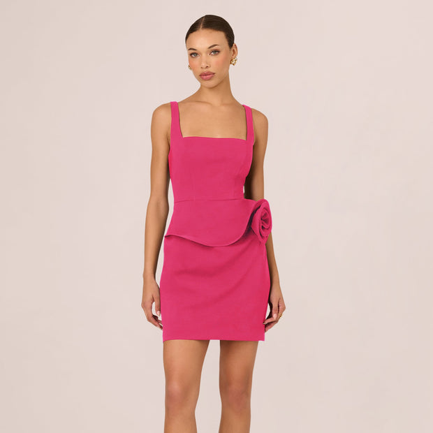 Sleeveless Rosette Peplum Mini Dress In Dahlia Dusk