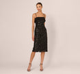 Faux Leather Cut Lace Midi Sheath Dress In Black