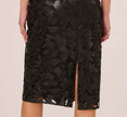 Faux Leather Cut Lace Midi Sheath Dress In Black