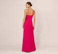 Gathered Stretch Crepe Halter Gown In Bright Rose