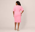 Plus Size Crepe Midi Length Sheath Dress With Pearl Trimmed Sleeves In Cherry Blossom