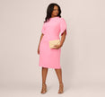 Plus Size Crepe Midi Length Sheath Dress With Pearl Trimmed Sleeves In Cherry Blossom