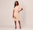 Short Sleeve Bow Waist Sheath Dress In Blush