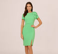 Short Sleeve Bow Shoulder Sheath Dress In Wild Apple
