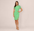 Short Sleeve Bow Shoulder Sheath Dress In Wild Apple