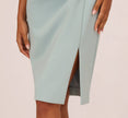 Three Quarter Sleeve Faux Wrap Midi Dress In Aqua Dust