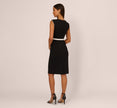 Cap Sleeve Contrast Trim Sheath Dress In Black Ivory