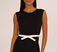 Cap Sleeve Contrast Trim Sheath Dress In Black Ivory