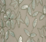 Plus Size Hand Beaded Short Sleeve Floral Godet Gown In Frosted Sage