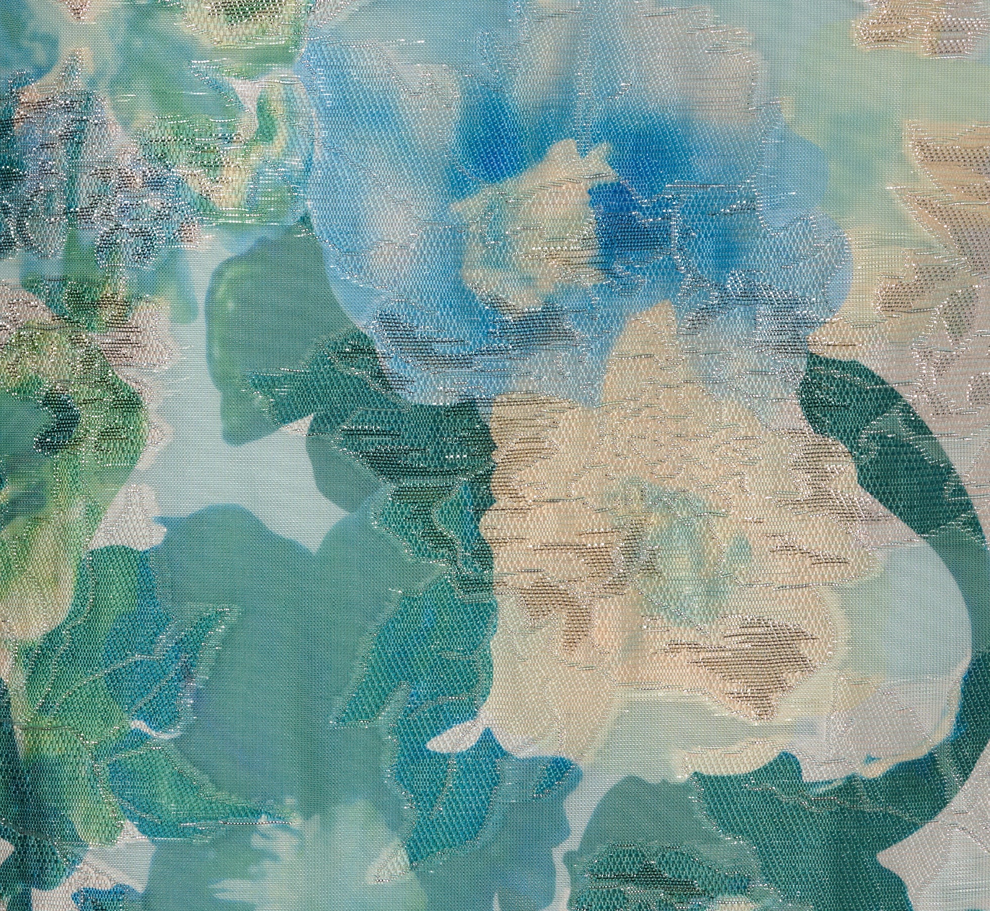 Plus Size Metallic Floral Jacquard Midi Dress In Blue Multi