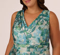 Plus Size Metallic Floral Jacquard Midi Dress In Blue Multi